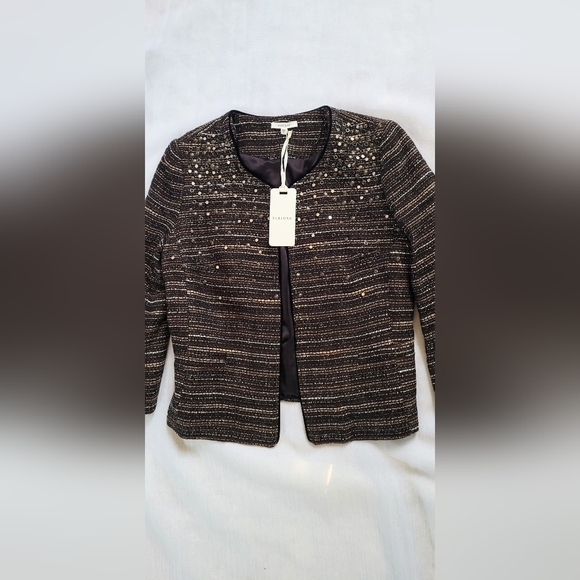 NWT! Metallic Tweed Sequin Crop Women's Open Front Spring Blazer/Jacket Small - Picture 10 of 17